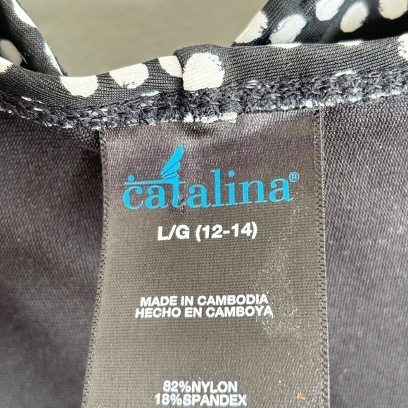Catalina Black & White Dot Pattern One Piece Swimsuit Size 12 / 14 Built-in Bra - Picture 8 of 10